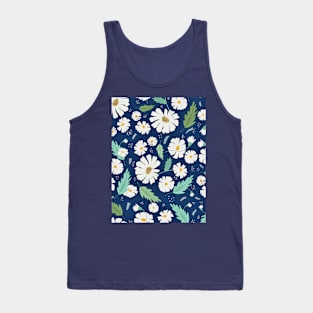 Daisy Floral Pattern - Blue Tank Top